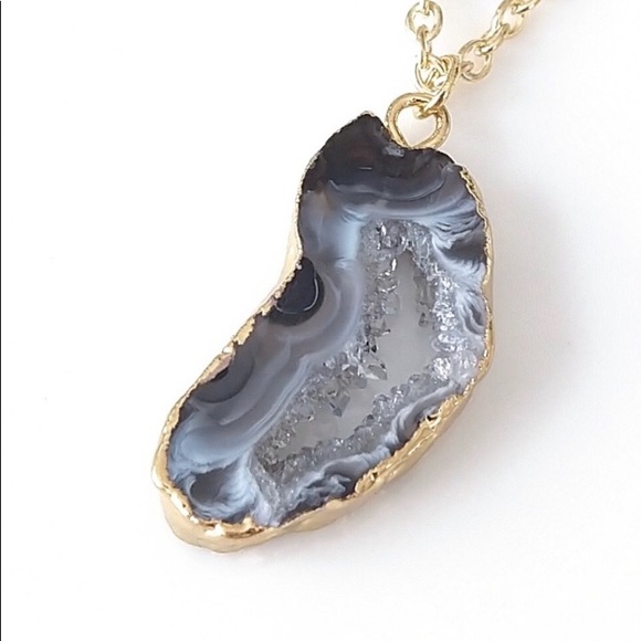 SOLD! Gold Plated Druzy Sliced Geode - Picture 2 of 5